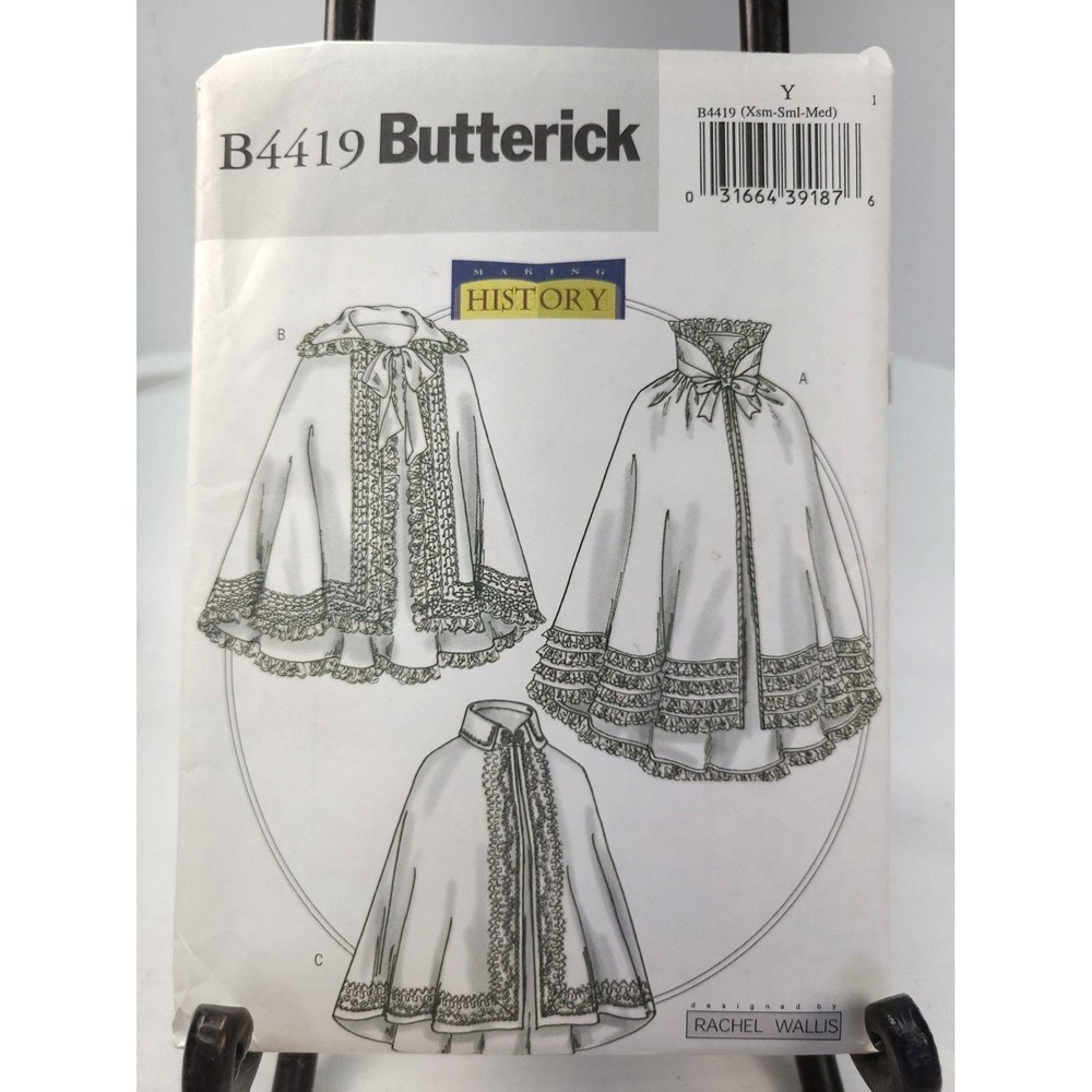Butterick B4419 Size Xs-med Making History Victorian Cape in 3 Styles Uncut